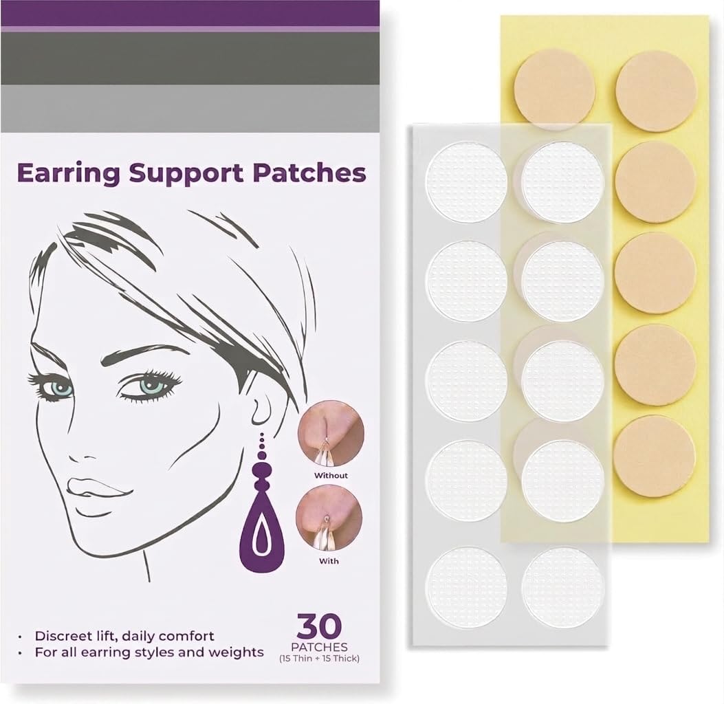 Invisible Ear Lobe Support for Earrings Earlobe Tapes and Stickers Earring Supporter for Heavy Earrings Support Patches Girls & Women (Pack of 30)-image-43