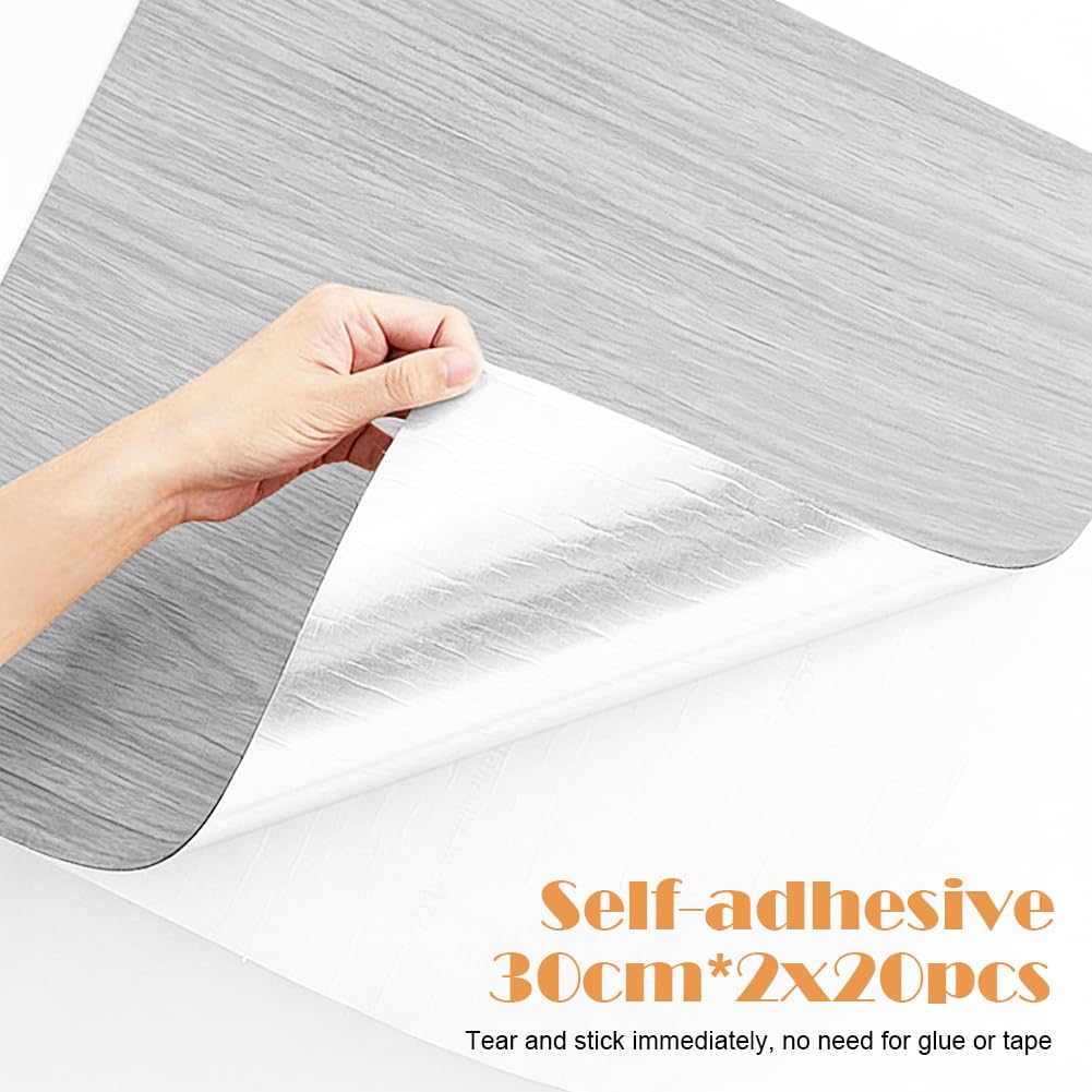 CEWROM Paneles de pared 3D de grano de madera, 20 unidades de paneles de pared autoadhesivos, papel pintado 3D paneles de pared autoadhesivos PVC resistente al agua, 30 x 30 cm, azulejos impermeables