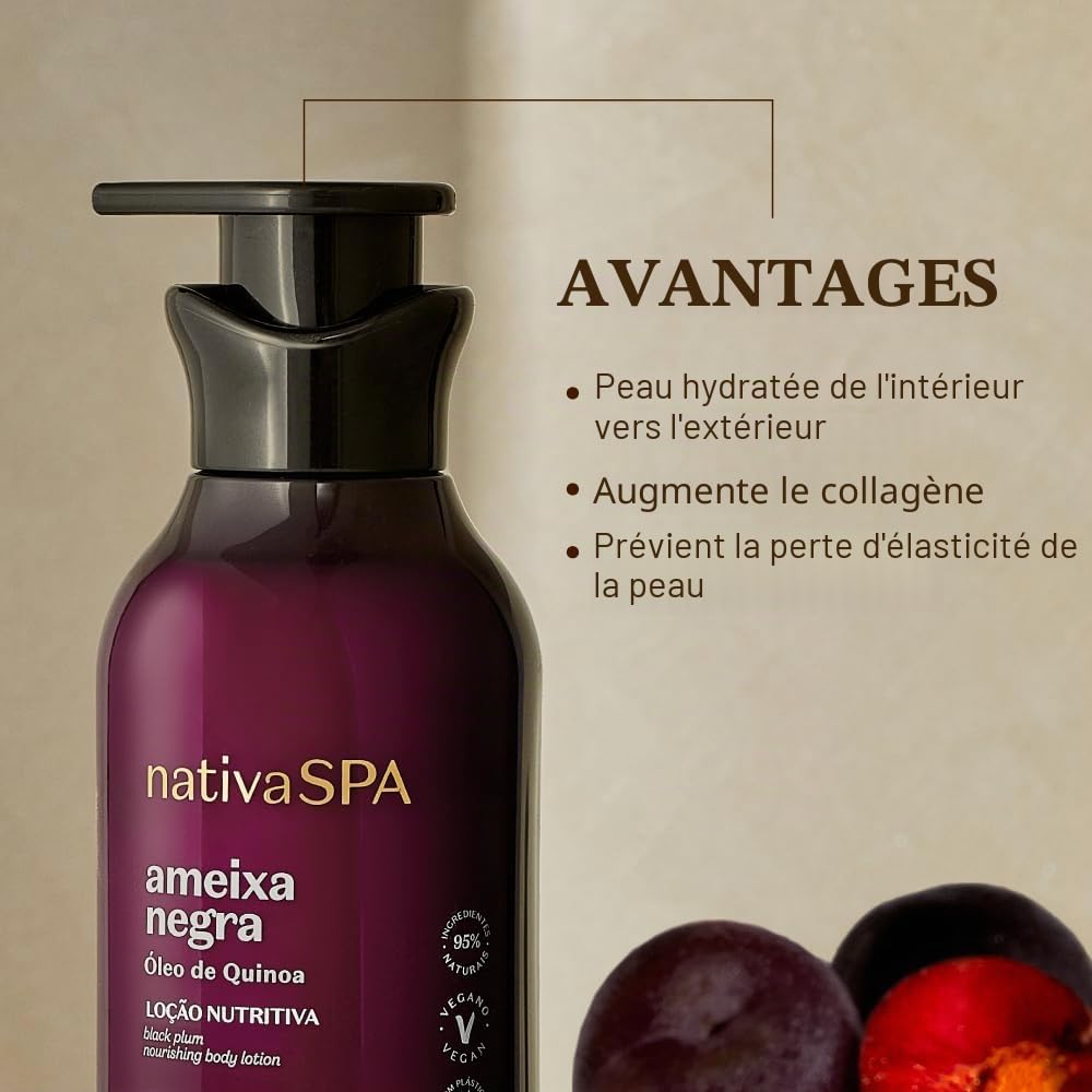 O Boticário Nativa SPA Prune Noire, Coffret Cadeau pour le Soin de la Peau avec Crème Hydratante pour le Corps 400 ml et Huile Parfumée pour le Corps 200 ml