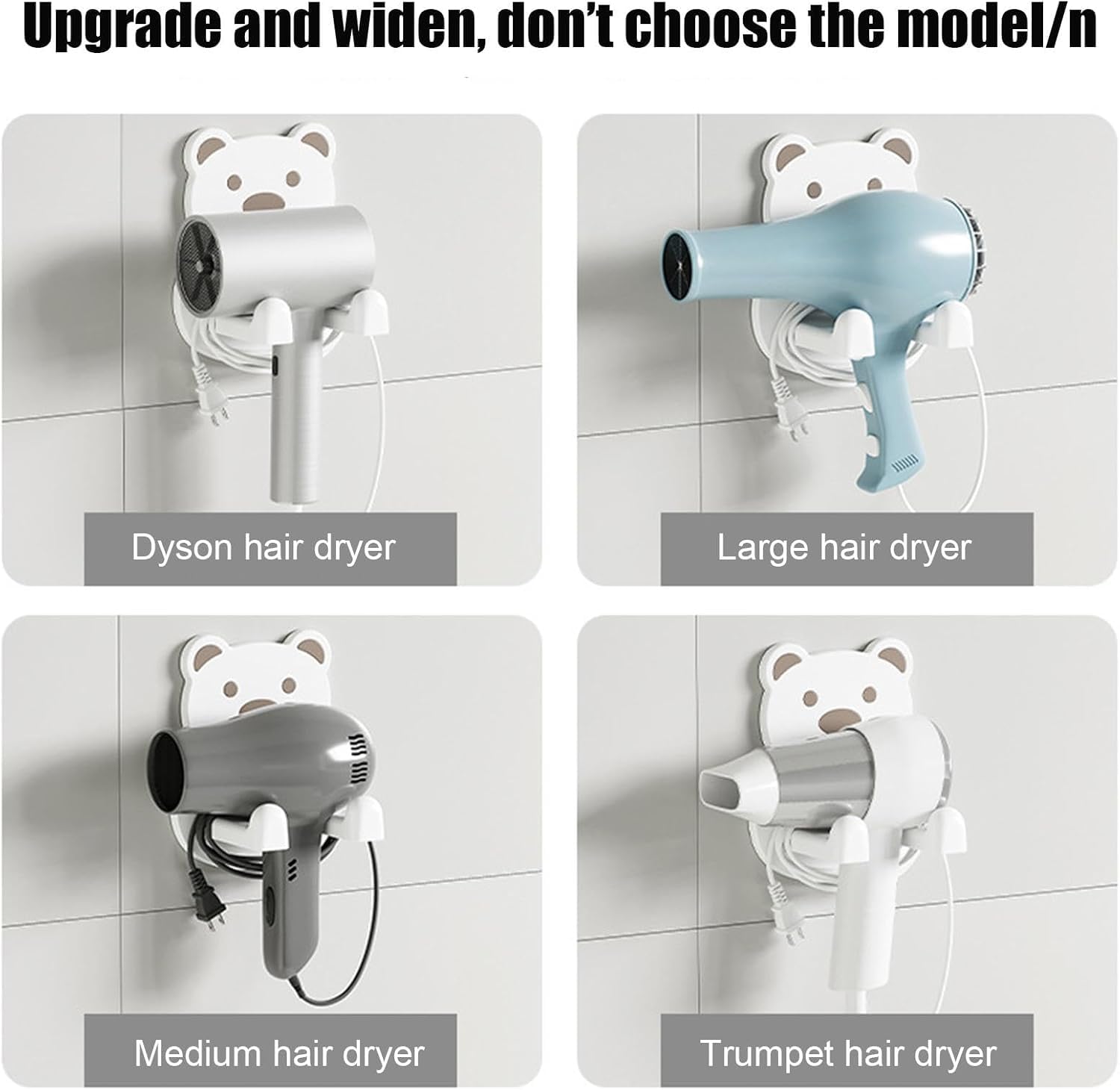 IMPRONOW Wall Mounted Hair Dryer Holder โ Durable Blow Dryer Stand for Bathroom Storage, Space-Saving Organizer for Hair Dryers & Styling Tools 4