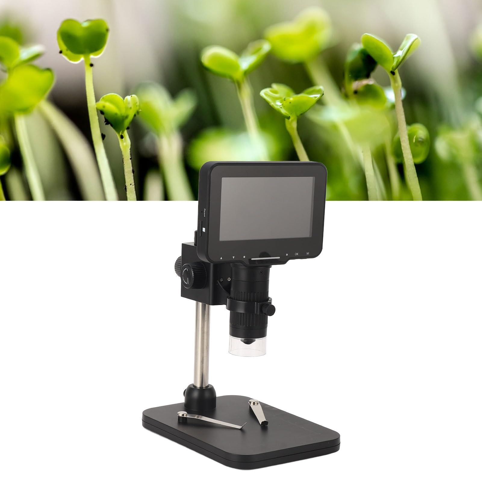 Hyuduo Digitalmikroskop, ABS-USB-Digitalmikroskop mit 4,3-Zoll-IPS-Bildschirm, 1000-facher Vergrößerung, 8 Einstellbaren LEDs, Foto- und Videoaufzeichnung für die Münzbetrachtung, PCB-Lötstudie