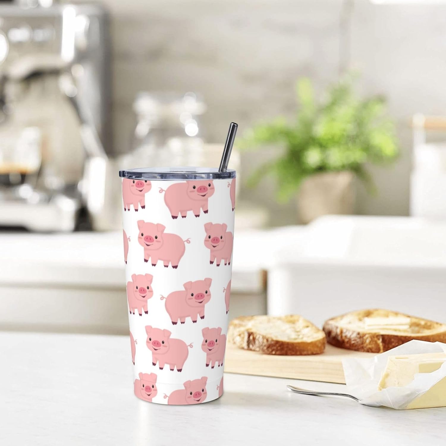 Pink Pigs Tumbler,Pigs 20oz Stainless Steel Insulated Travel Tumblers,Travel Coffee Mug with Lid and Straw Water Bottle Drink Tumbler Cups Gifts for Women Men - Image 7