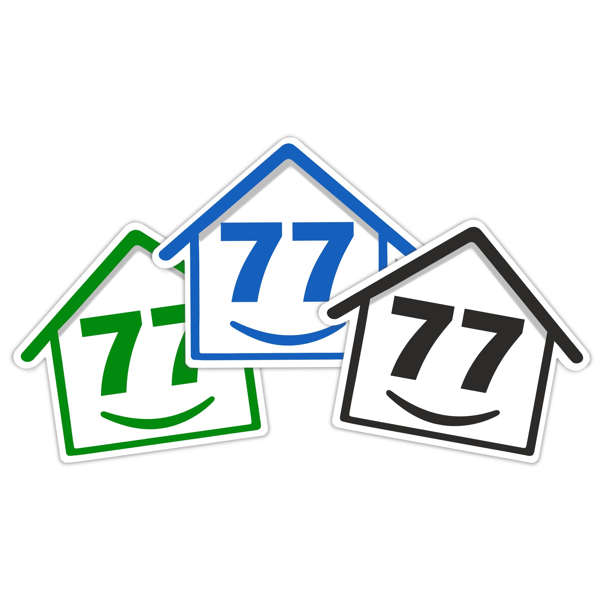 3 x Bin Numbers for Wheelie Bins, 1-99, 15cm ‘Happy House’ Colour Design Dustbin Stickers, Easy Application Stick On Number Stickers - Weatherproof Self Adhesive Vinyl – Blue, Black and Green (14) — view 82