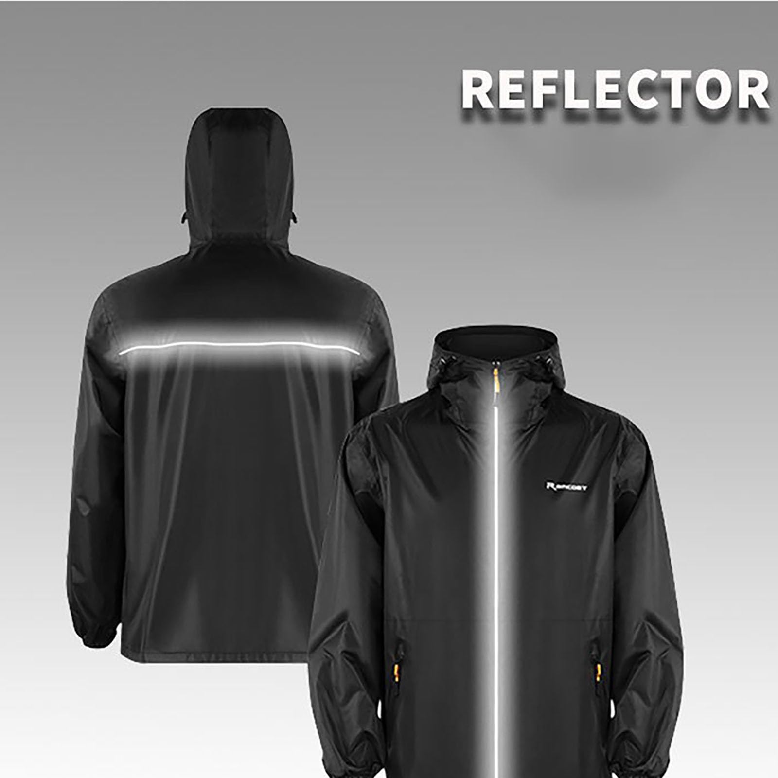 Generisch Traje de lluvia para moto para hombre, 2 piezas, chubasquero para bicicleta, chubasquero y pantalones de lluvia, traje impermeable para senderismo, camping, reflectante, resistente al viento