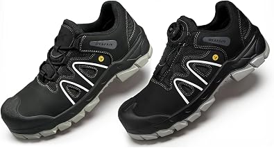 Composite Toe Shoes ESD Certified - Durable Quick Lace ESD Safety Shoes for Men, Top Grain Nubuck Leather Water Resistant, Breathable, Static Proof, Puncture-Resistant, Oil & Slip Resistant