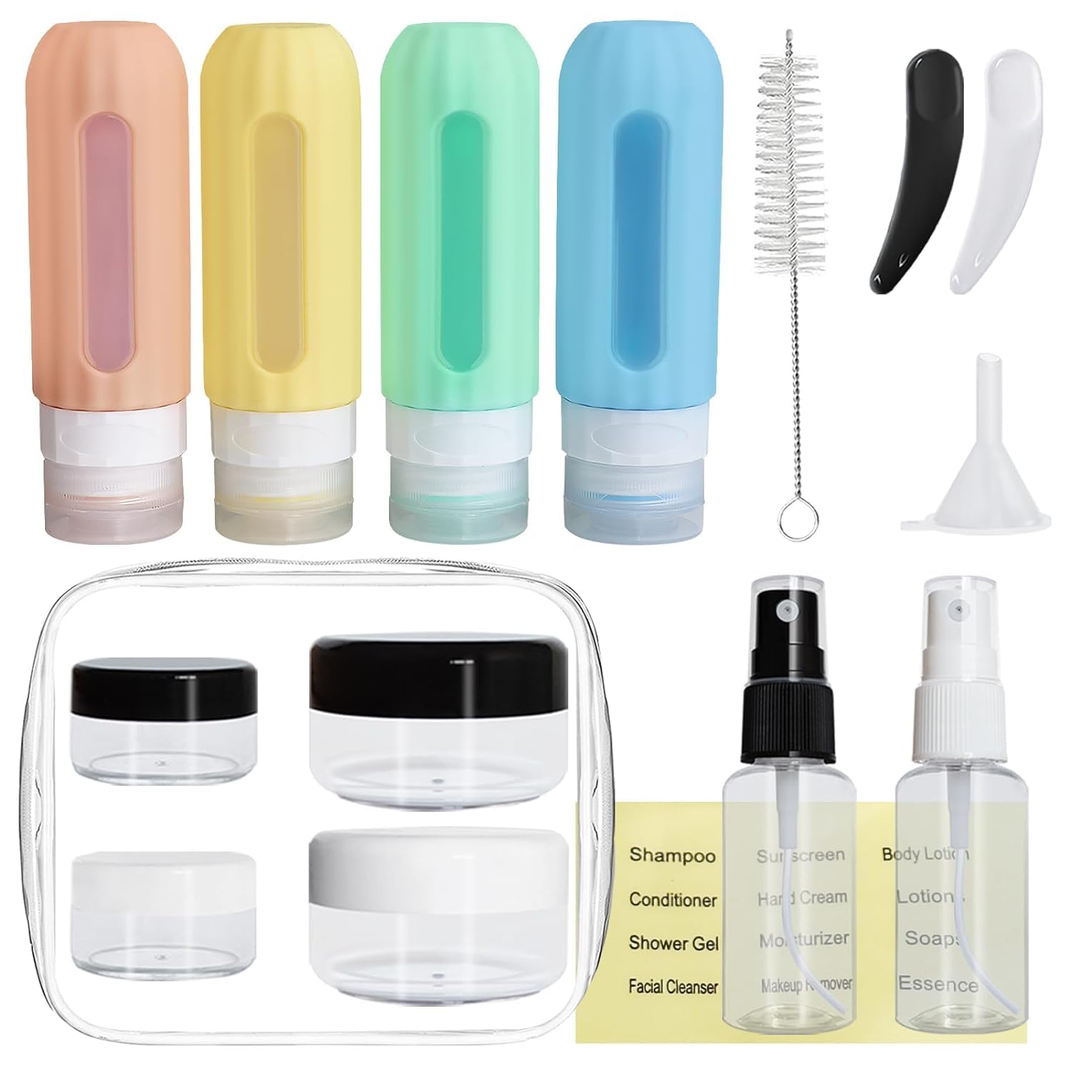 ZVAIS Travel Bottles For Toiletries,3oz TSA Approved Travel Size Containers,BPA Free Leak Proof Squeezable Silicone Travel Bottles,Travel Accessories