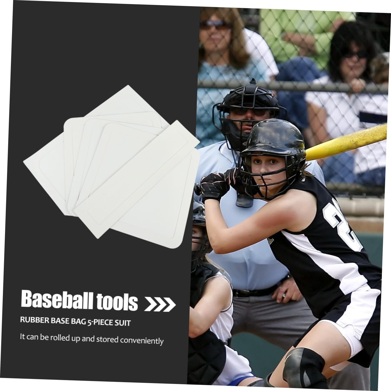 5pcs Rubber Baseball Bases Pitcher Board Base for Kickball Softball and Baseball Practice for Youth Leagues and Sports Classes