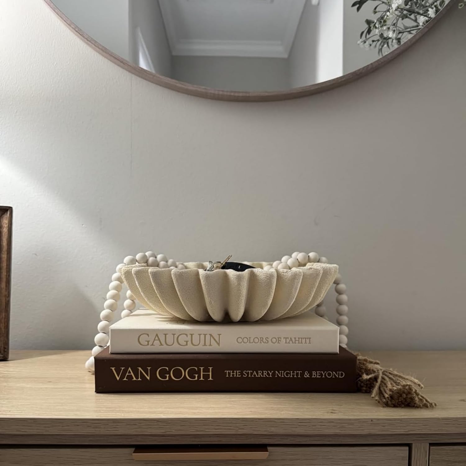 Decorative Books for Home Decor - Stackable Faux Book Box for Coffee Table Styling & Hidden Storage - Neutral Linen Fake Books as Display Riser for Shelf & Entryway (Set of 2, Van Gogh Art)