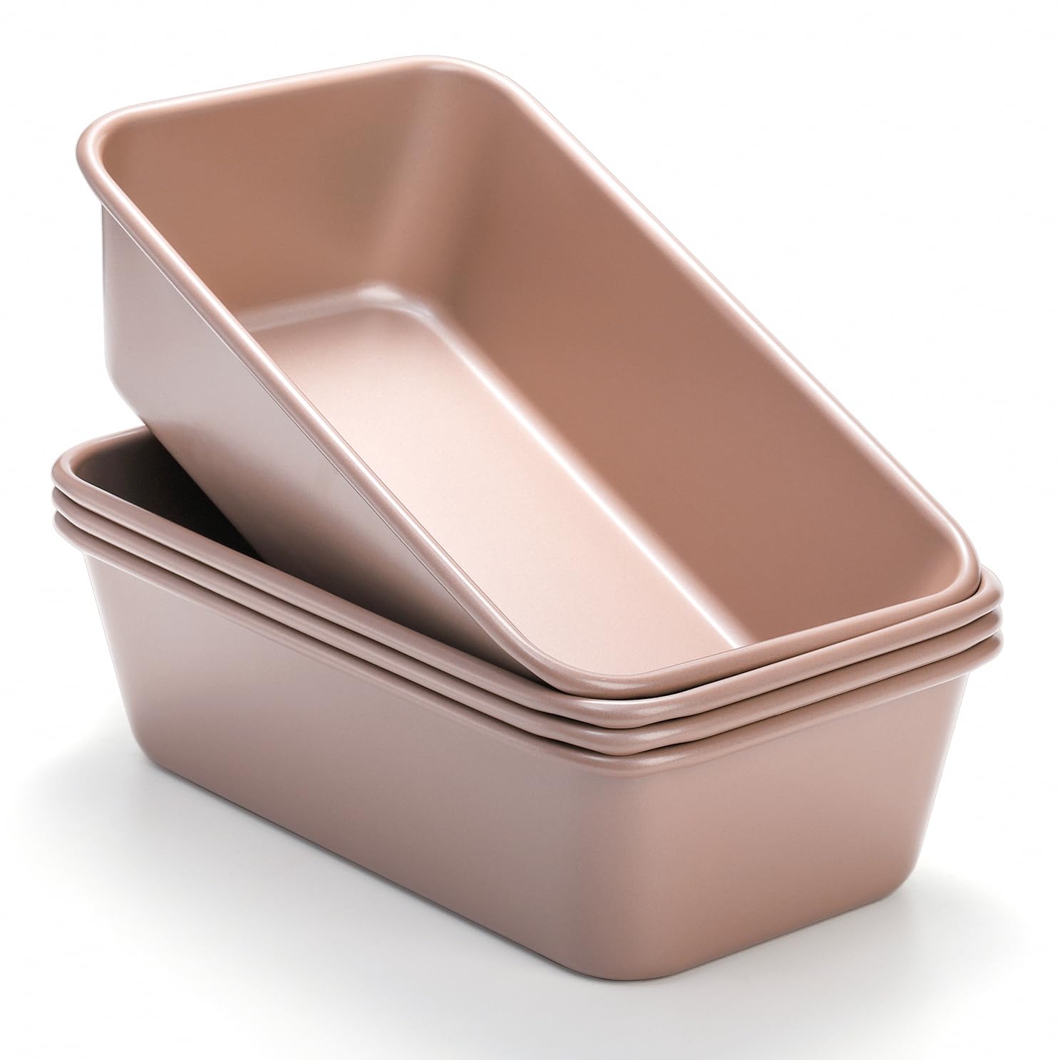 Elsjoy 4 Pack Non-Stick Loaf Pan, 24×14cm Champagne Bread Loaf Pans Carbon Steel Bread Tin Set for Baking, Metal Bakeware for Bread, Meatloaf, Cake