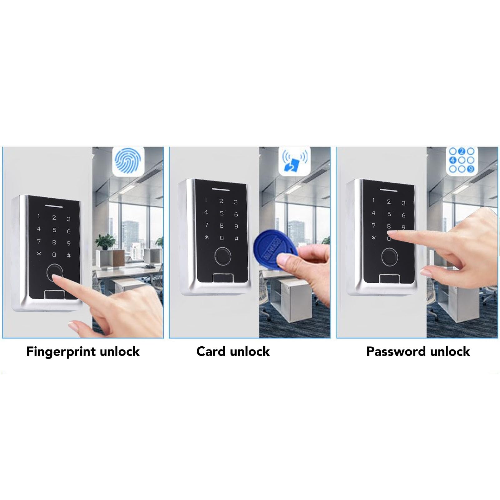 FLEXMAN Tür Zugangskontroll Fingerabdruck Tastatur, DC12V Fingerabdruck Tastatur, Touch Panel Zugangskontroll Tastatur, Wasserdichte Passwort Tür Tastatur für Garage, Büro, Hotel