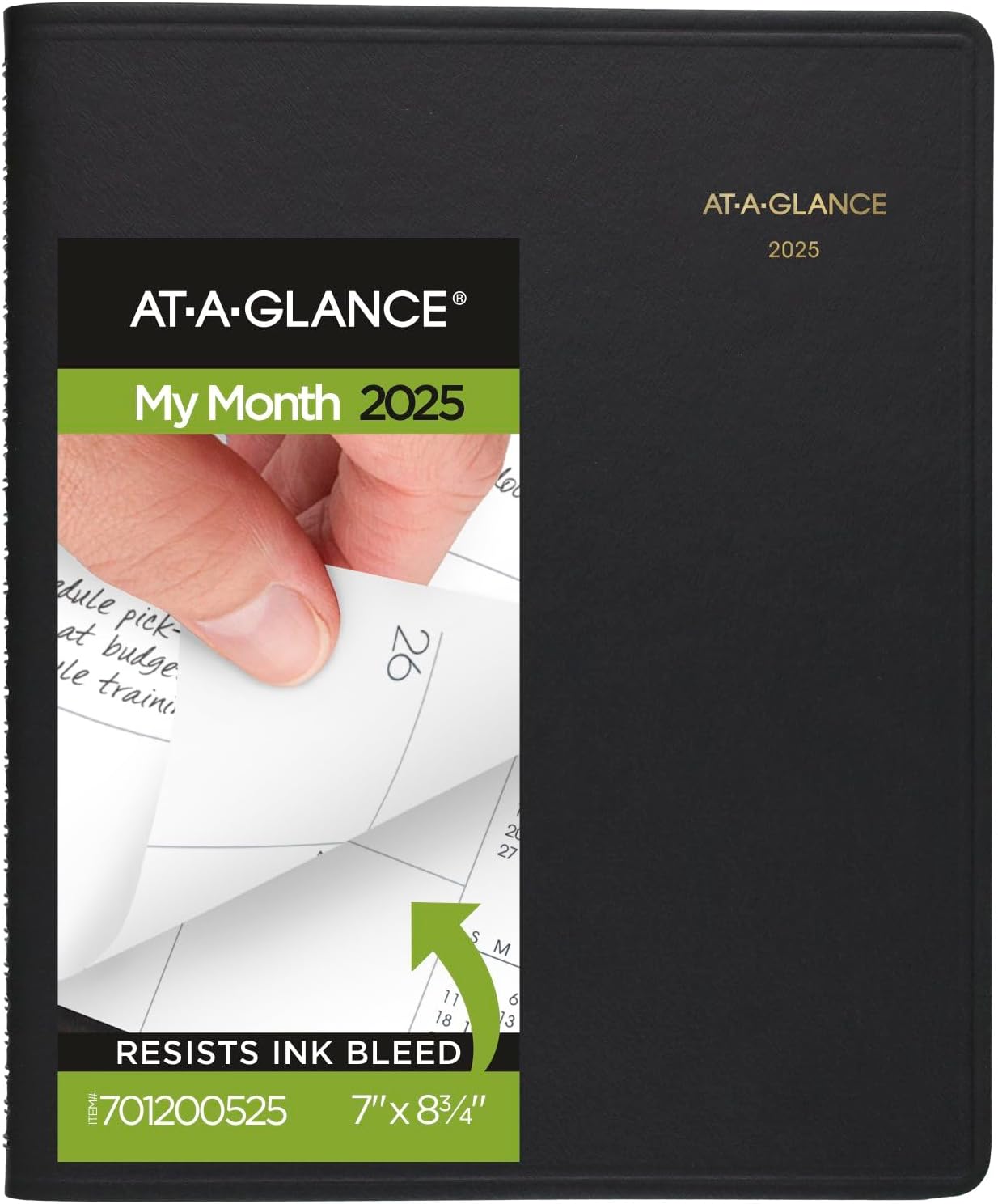 AT-A-GLANCE 2025 Planner, Monthly, 7" x 8-3/4", Medium, Black (701200525)