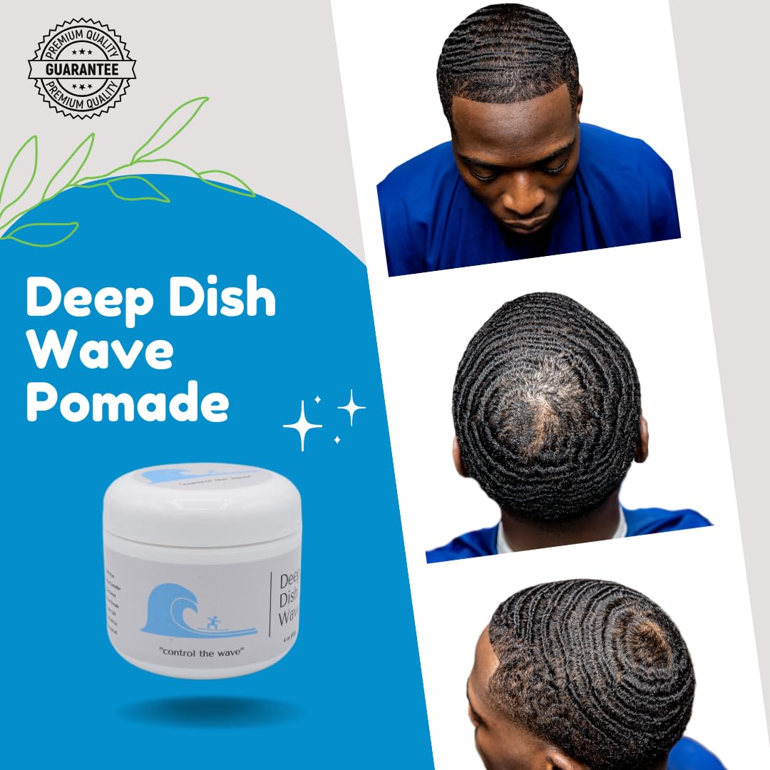 Deep Dish Wave Pomade 100% Pure All Natural 360 Waves Hair Cream - Organic Wave Grease for Men- Wave Butter for Perfect 360 Waves 2oz
