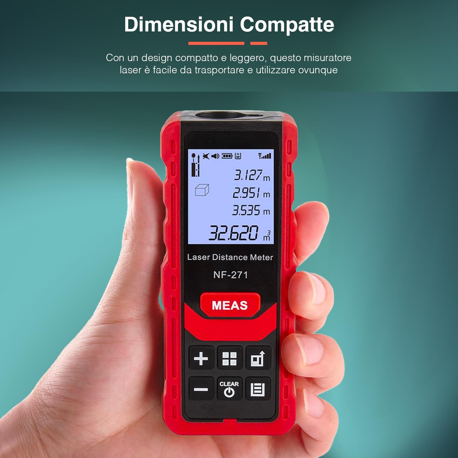 Telemetro Laser Professionale - Misuratore Laser Portatile con Schermo LCD da 4 a 50m - Misurazione Continua Area e Volume, con Memoria 50 Misure