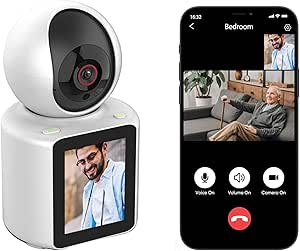 Video Calling Camera with 2.8 inch HD Screen Voice Assistant, 1080P Indoor Home Security Camera, Indoor Home Pet/Nanny/Baby/Elder/Dog Camera with Phone App asin的图片