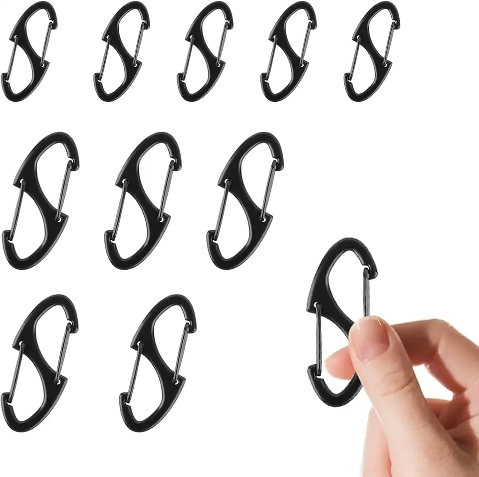 Clipes de zíper antiroubo, 10 peças de travas de zíper para mochilas, fechos de mosquetão com mola dupla face, dissuasão de roubo para bagagem, mala, bolsas, chaves, bolsa (preto)