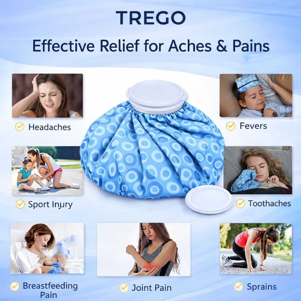 TREGO Hot & Cold Ice Pack Bag for Pain Relief | Reusable Pack for Cold & Heat Therapy | 9 Inch Bag with Leak-free Design | Best For Knee, Back, Muscle, Joints and Neck Injuries (MultiColor) 2