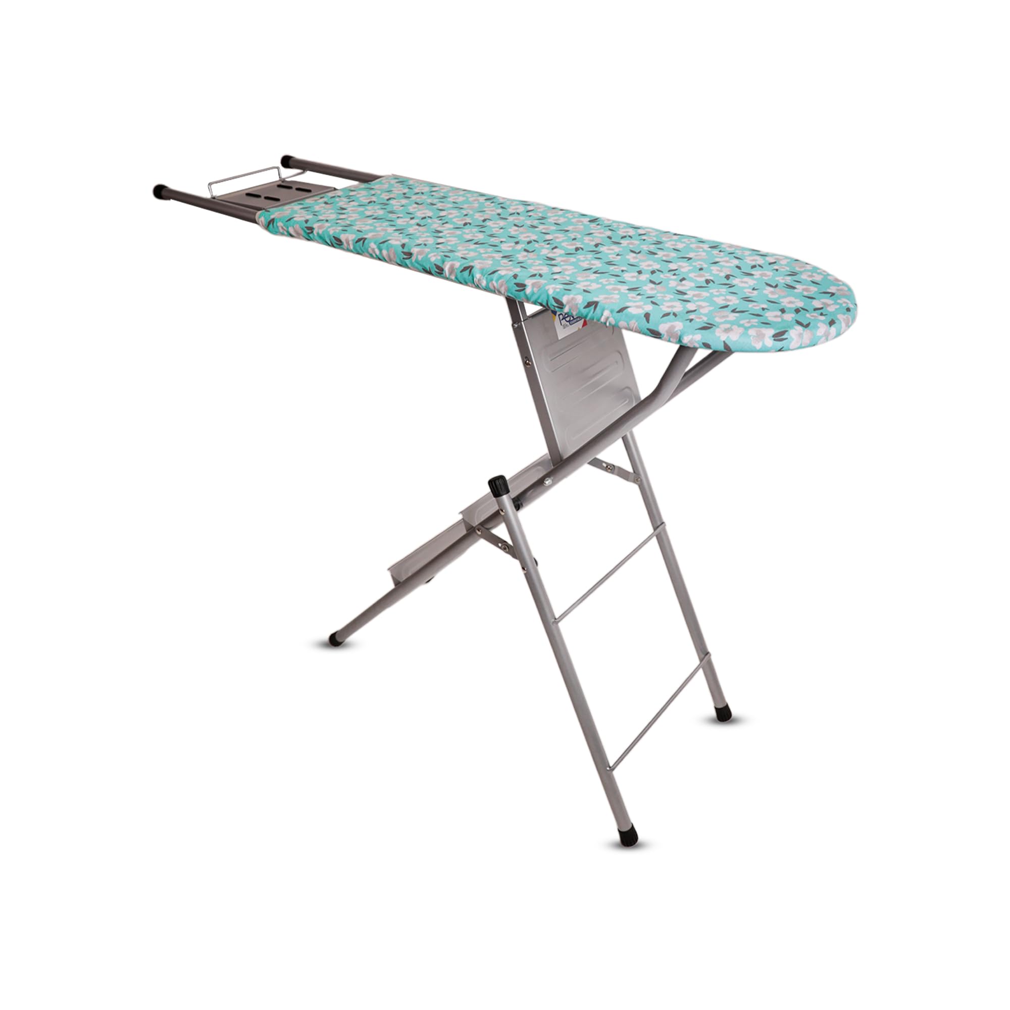 Peng Essentials Multicomfort Ironing Board with Ladder for Clothes| Foldable & Height Adjustable Ironing Board Table with Ladder and Iron Holder, Size- 122x33 cm, (Green)