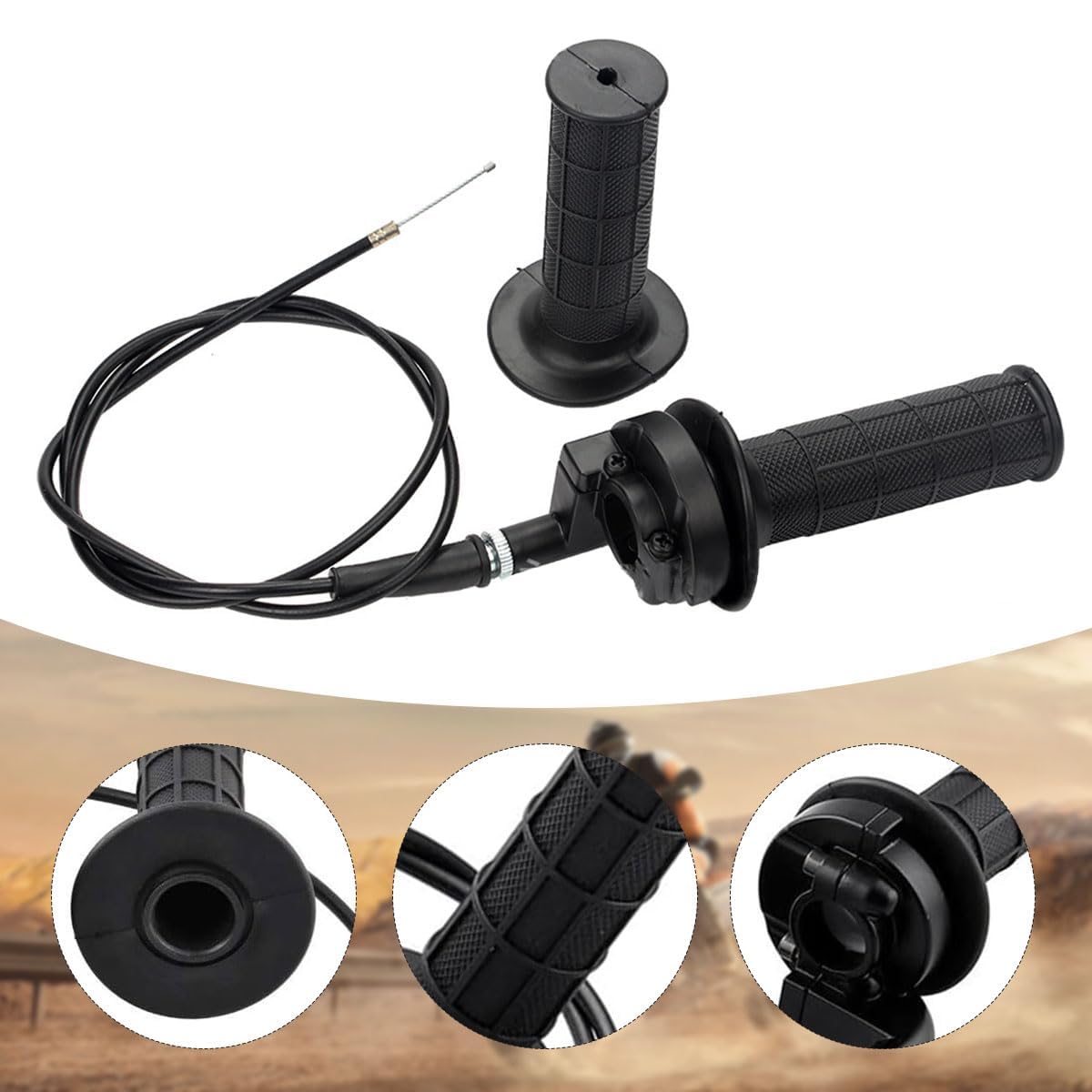 Alrens Zestaw uchwytów gazowych do kierownicy motocyklowej, 7/8", 22 mm, uchwyt gazowy z kablem, uchwyt gazowy Twist Grip zestaw do kierownicy 50cc, 90cc, 110cc, 125cc, 140cc, 150cc, 200cc, 250cc,