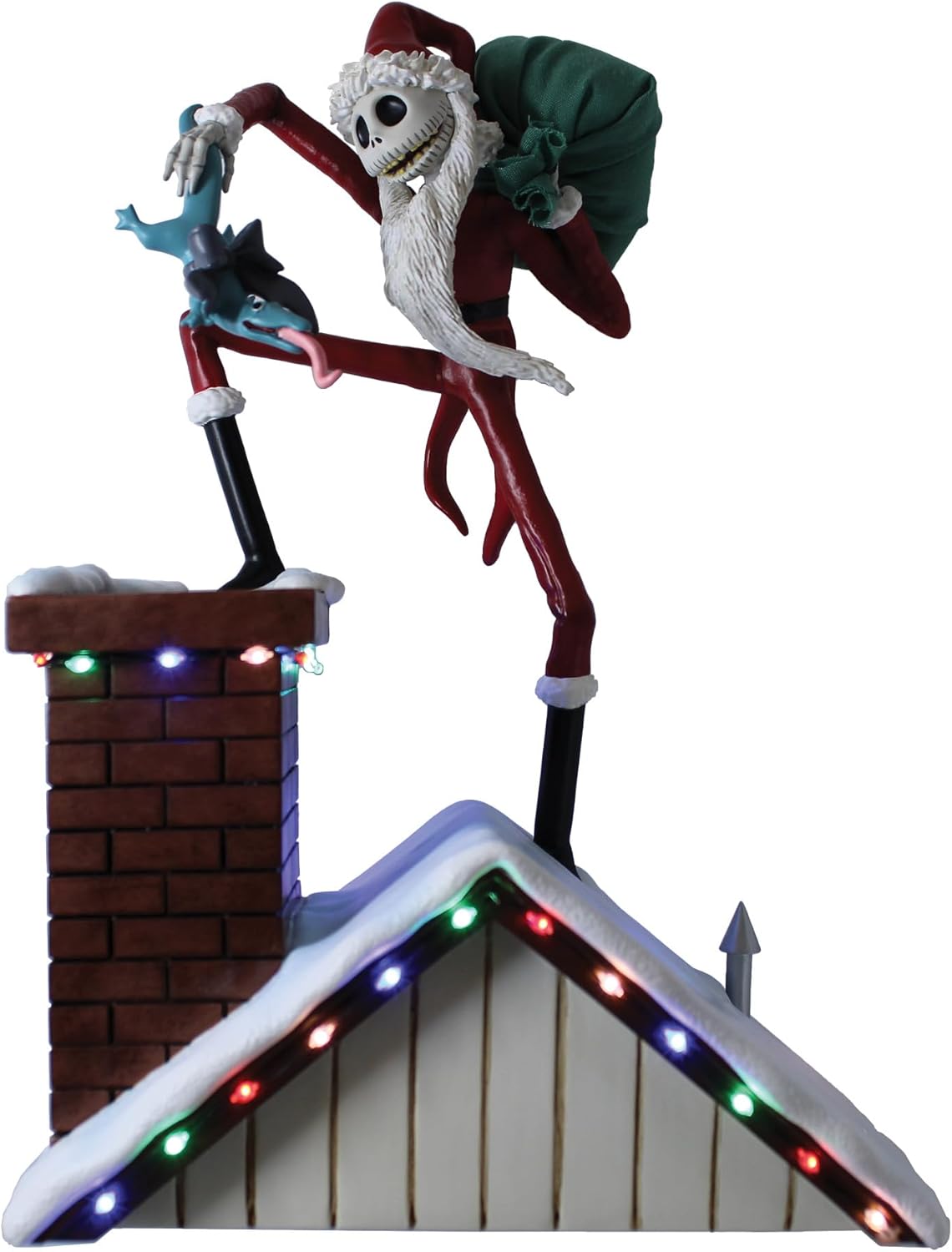 Enesco Disney Showcase The Nightmare Before Christmas Santa Jack Standing on Chimney Lit Figurine, 10.24 Inch, Multicolor