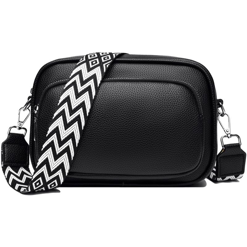 NIYUTA Borse a Tracolla da Donna, Borse a Spalla con Tasche Multiple, Pelle PU Borse a Mano Alla Moda con Tracolla Regolabile e Rimovibile Nero