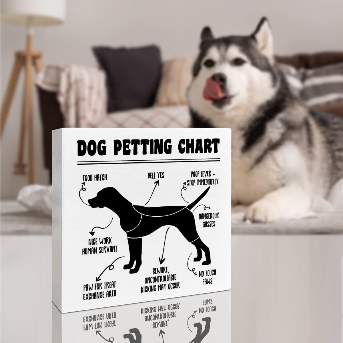 Desk Decor for Home & Bedroom - Dog Petting Chart, Wooden Box Sign for Dog Lovers - Image 4