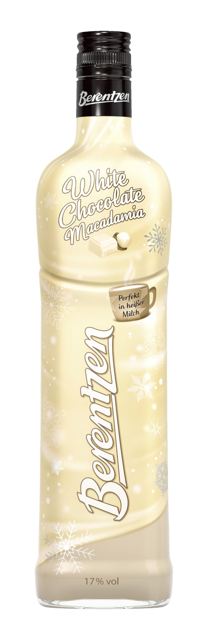 Berentzen | White Chocolate Macadamia | Der Geschmack von zartschmelzender weißer Schokolade und feiner Macadamia-Nuss | Pur, auf Eis oder in heißer Milch | 0,7L | 17% Vol.
