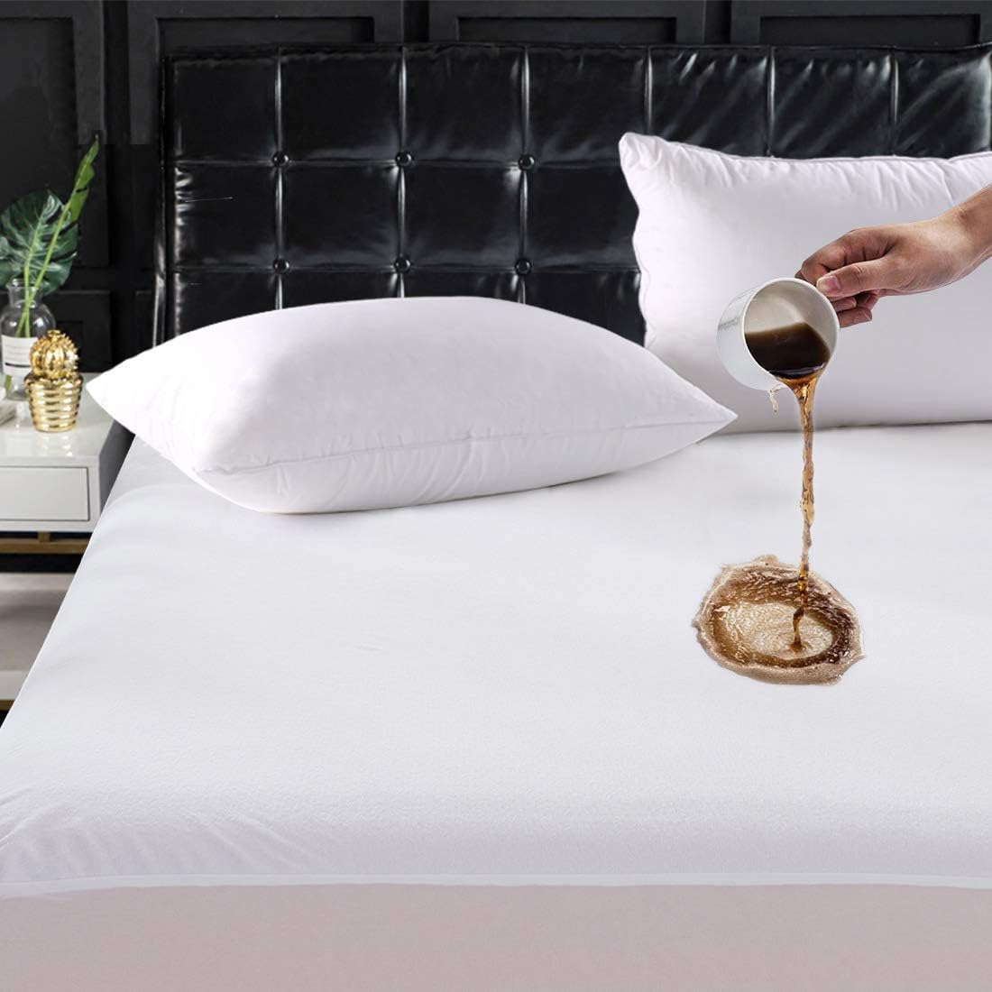TASTELIFE Queen Size 100% Waterproof Mattress Protector Cotton Terry Top Cover, Fitted 8"-21" Deep Pocket Pad Cover Vinyl Free Washable, Breathable & Soft Bed 1 Pack