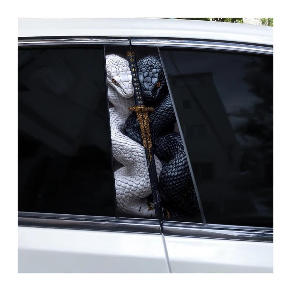 Bertdcx B 2Pcs Snake Car Pillar Personalized Shape Sticker Door Pillar Vinyl Self Adhesive Paper Auto Parts(B)