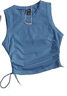 SHEIN EZwear Drawstring Ruched Side Crop Tank Top