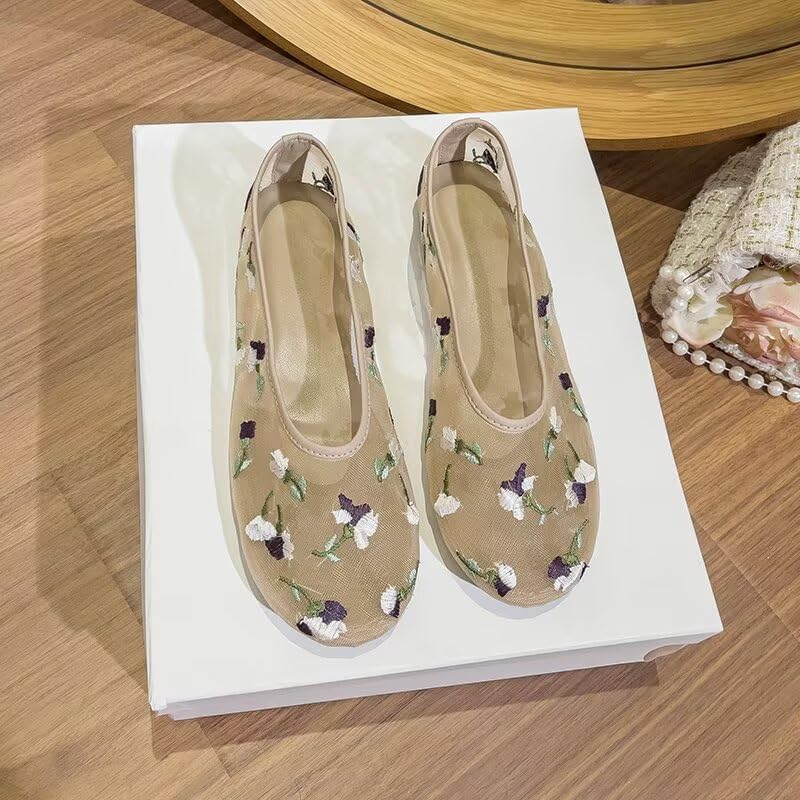 LUXINYU Women Breathable Mesh Fishnet Ballerina Flats Slip on Ballet Causal Summer Dress Shoes2