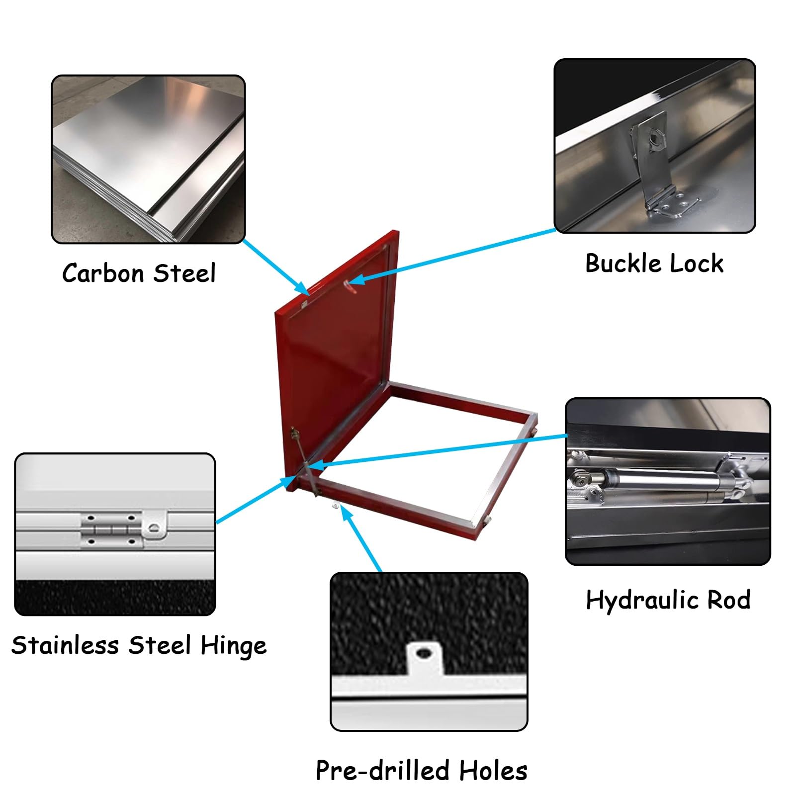 Botola per tetto in acciaio al carbonio resistente, resistente alle intemperie, copertura di sicurezza personalizzabile (29.5in x 29.5in / 75 x 75 cm) per uso sul tetto