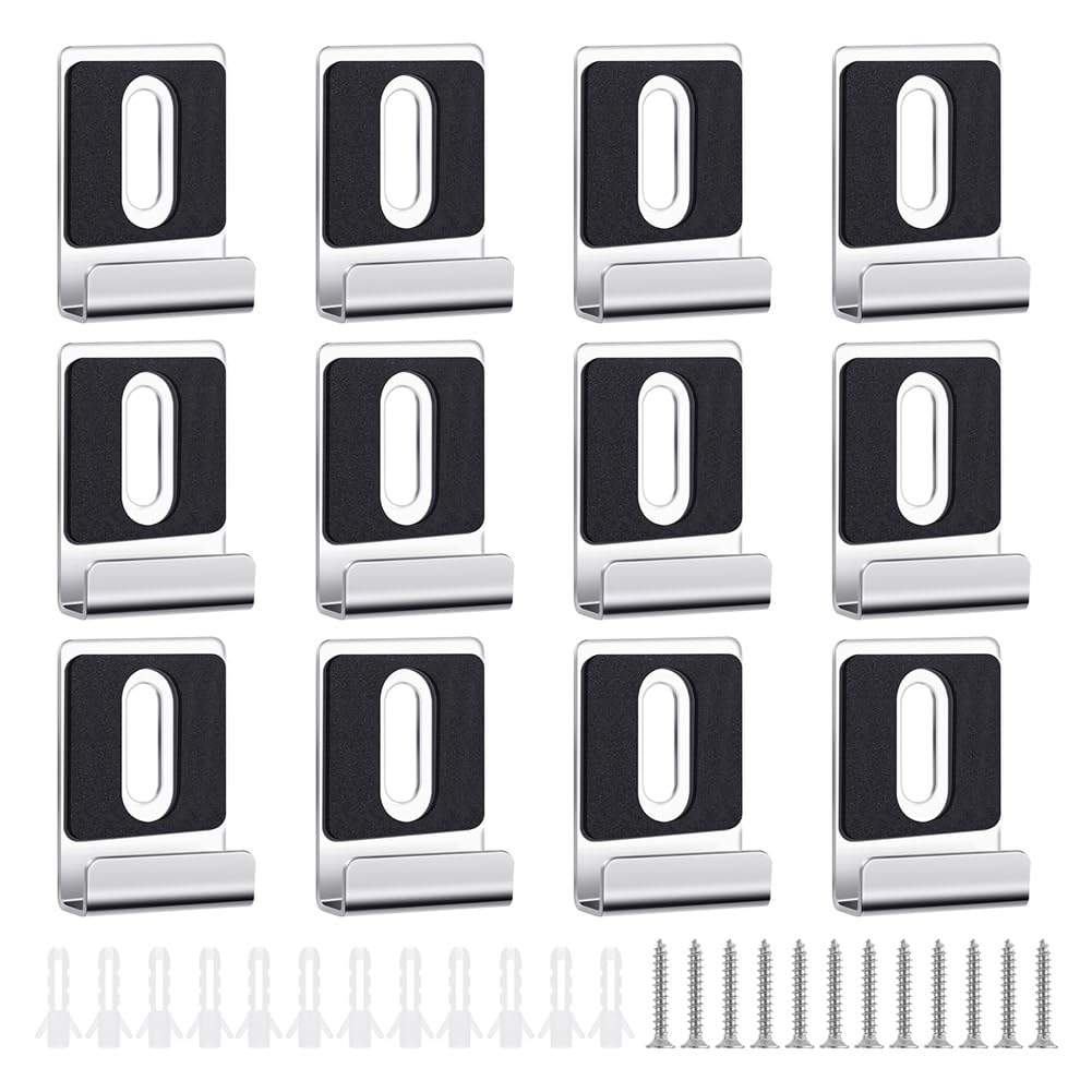 Ehwisbe 12Pcs Metal Mirror Clips Holder Kit,Mirror Hanging Clips With Screw, For Wall Mounting, Frameless Mirror Tile Display