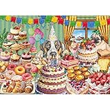 Picture of Chalzidar Dog Desserts Jigsaw Puzzles for Adults 1000 Pieces, Interlock Perfectly Letter on Back No Dust, Home Decor Birthday Party Puzzle, 1:1 Poster Jigsaw Puzzles for Adults