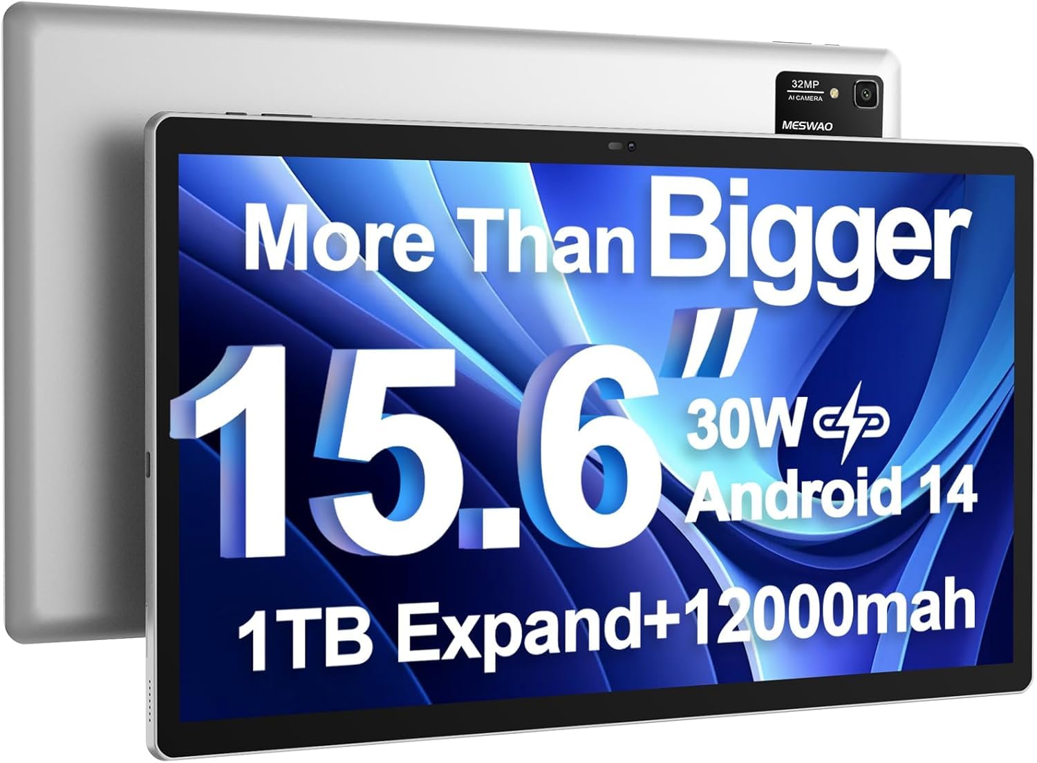MESWAO Tablets MES-B3 Pro, 15.6 Inch Android 14 Tablet with Large