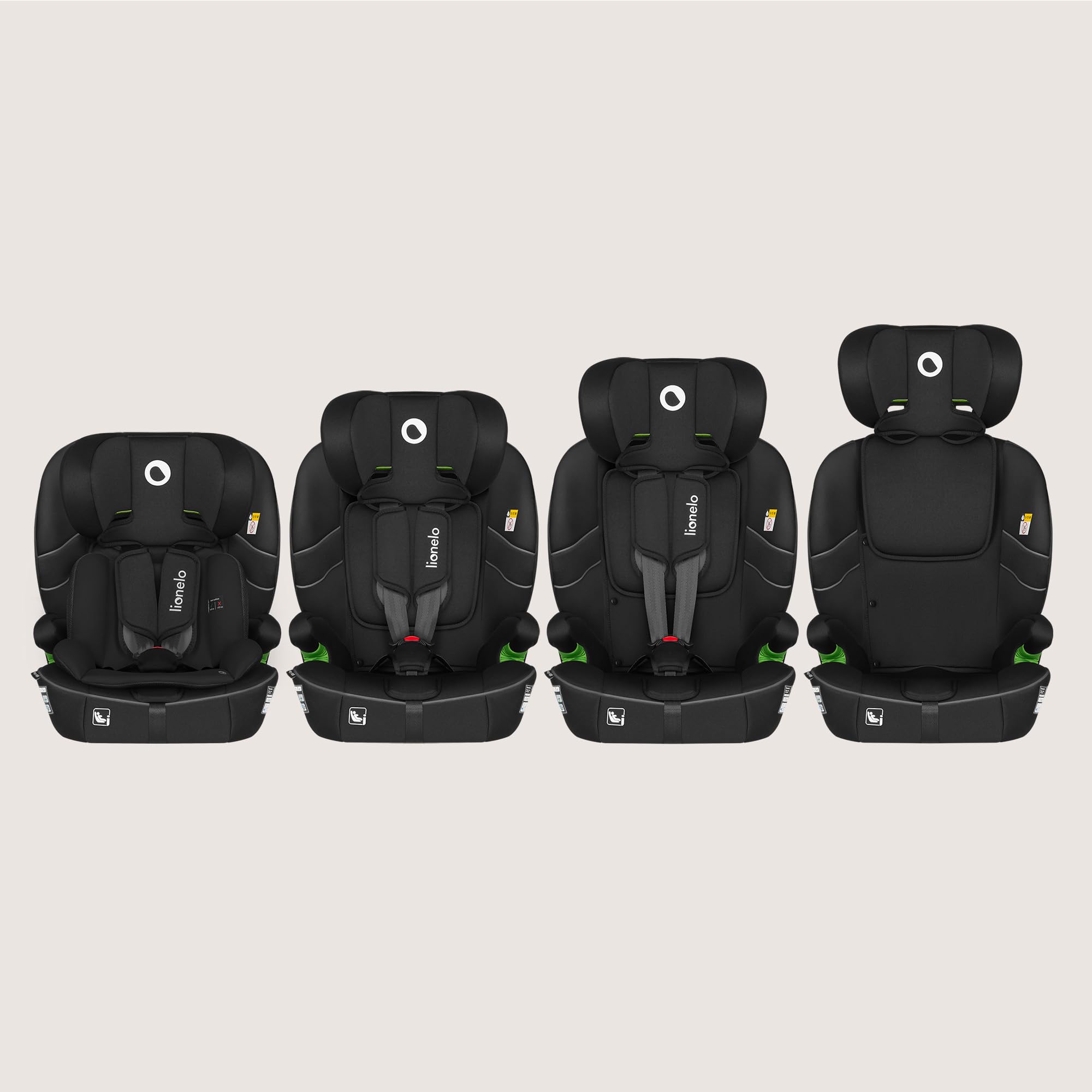 Lionelo Billy i-Size Kindersitz 76–150 cm (ab ca. 15 Monate–12 Jahre) | R129, ISOFIX & Top Tether oder Fahrzeuggurt, 5-Punkt-Gurt 76–105 cm, 10-fach Kopfstütze, Seitenaufprallschutz