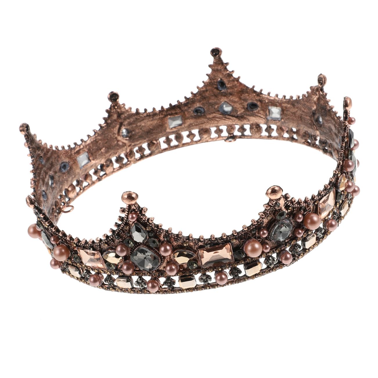 CALLARON Elegante Barockkrone aus Glas in Schwarz für Hochzeit und Party | Vintage Stil, Zarter Kopfschmuck mit Farbiger Glasur, als Dekor für Kostümfest und Geburtstag