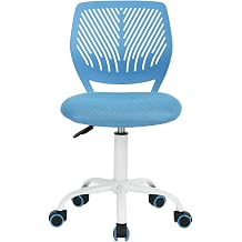 Homy Casa Desk Chair Adjustable Swivel Office Chair Fabric Seat Ergonomic Work Chair without Armrests Blue