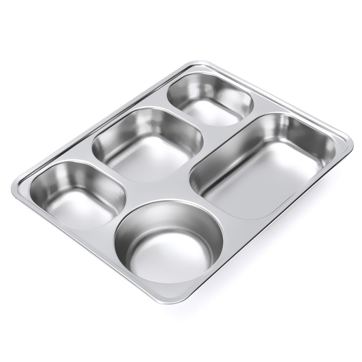 RanDal En Acier Inoxydable Alimentaire Service Plateau Cantine Cafétéria Divisé Lunch Box Bento Container Avec Couvercle
