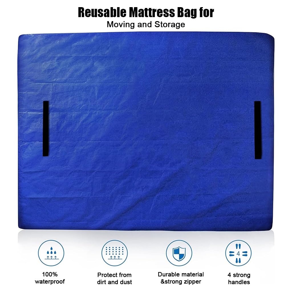 Bolsa de colchón móvil de 4 manos - Bolsa de colchón súper gruesa para artículos móviles - cubierta de colchón reutilizable con cremallera para proteger el almacenamiento(208*200*38cm/82*79*15in)