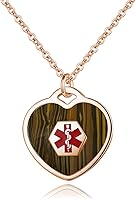 Vista 18 de LinnaLove Collar de alerta médica para mujeres personalizable Pearl/Shell Heart Medical ID colgante con cadena de 24 pulgadas