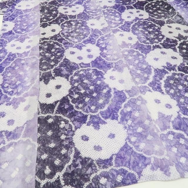 有松鳴海絞り きぬたや謹製 藤娘 夏着物 綿 仕付糸付