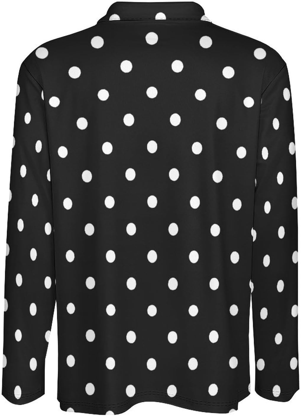 Polka Dot Black White Simple Pattern Men's Polo Shirt Long Sleeve Golf Shirts Athletic Casual T-Shirt