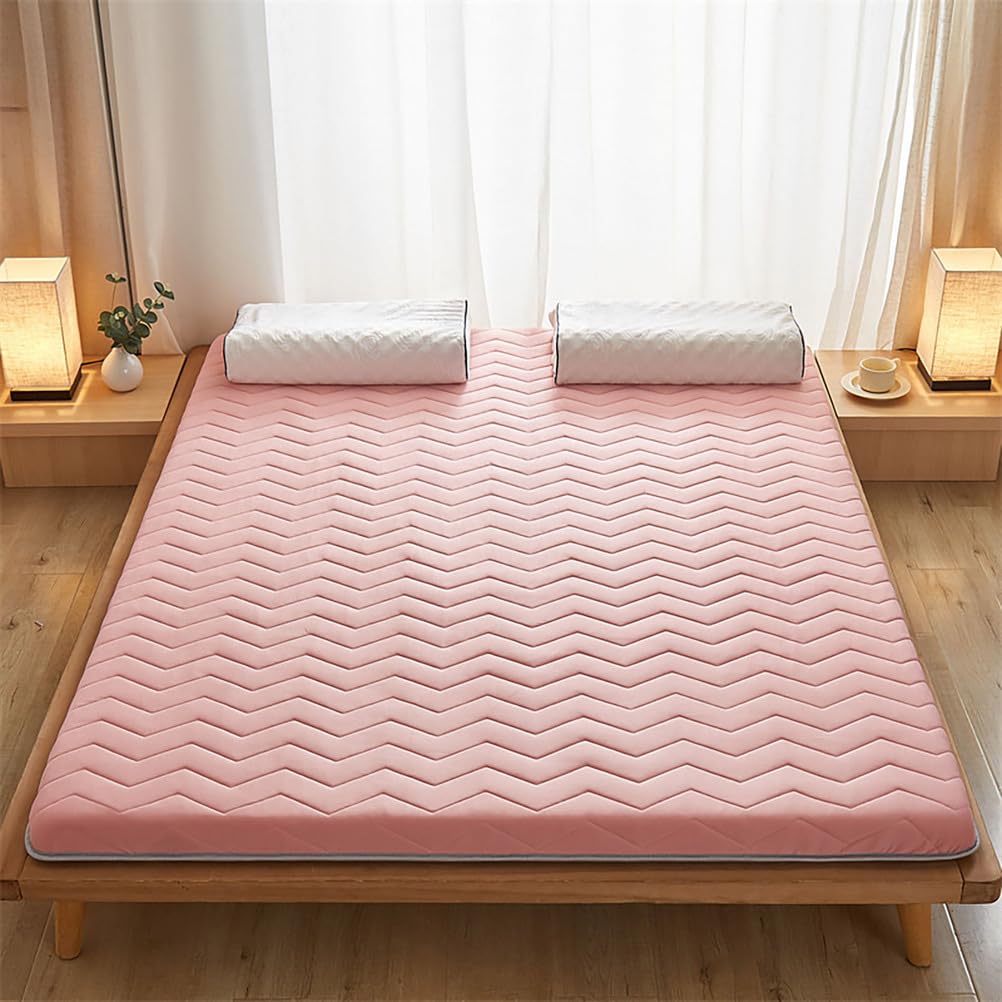 Floor Mattress 80X190cm, 5 Cm Thick, Portable, Roll-Up, Folding Guest Mattress Futon Tatami Mattress for Single Bed Double Bed Dorm Room Bedroom Rental Apartment,pink