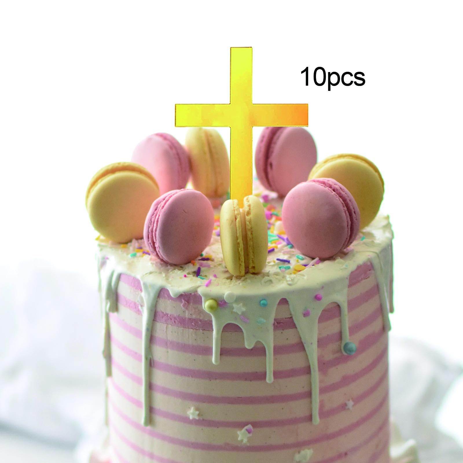 4X 10 Piezas Adornos Acrílicos en Forma de Cruz para Tartas Decoración Creativa de Lujo Suministros para Tartas de Boda DIY