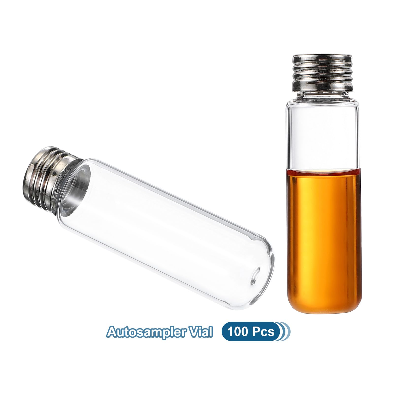 PATIKIL 20ml Klarglasfläschchen, 100er-Pack Headspace-Vials mit Schraubverschluss und flachem Böden aus Borosilikatglas Transparente Laborgläser für Laborwissenschaften