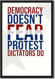 Framed Democracy Protest Poster Canvas Print Art, Modern Wall Art Painting, Trendy Political Pictures, Wall Decor for Office, Home Decor Art Print, Decoration. (Black Framed,8L X12W)