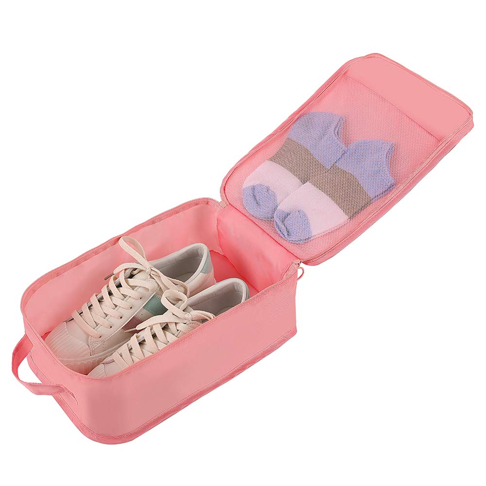 Belsmi - Juego de 8 Cubos de Embalaje con Bolsa para Zapatos - Organizador de Equipaje de Viaje (Rosa)