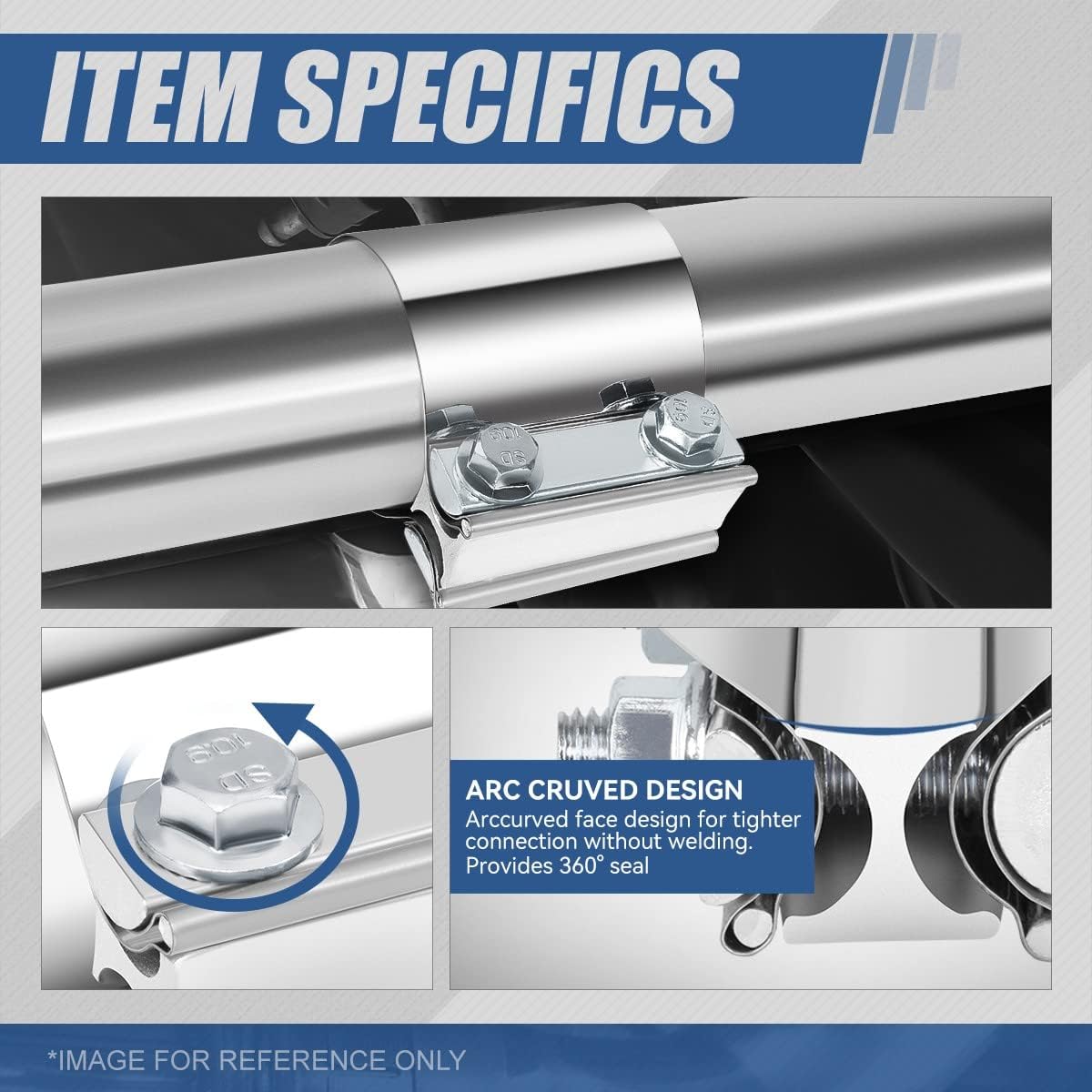 Auto Dynasty (Pack of 4) 3 Inches Butt Joint Band Exhaust Muffler Seal Clamp Sleeve, Universal Use for 3" Outer Diameter Pipe, Stainless Steel