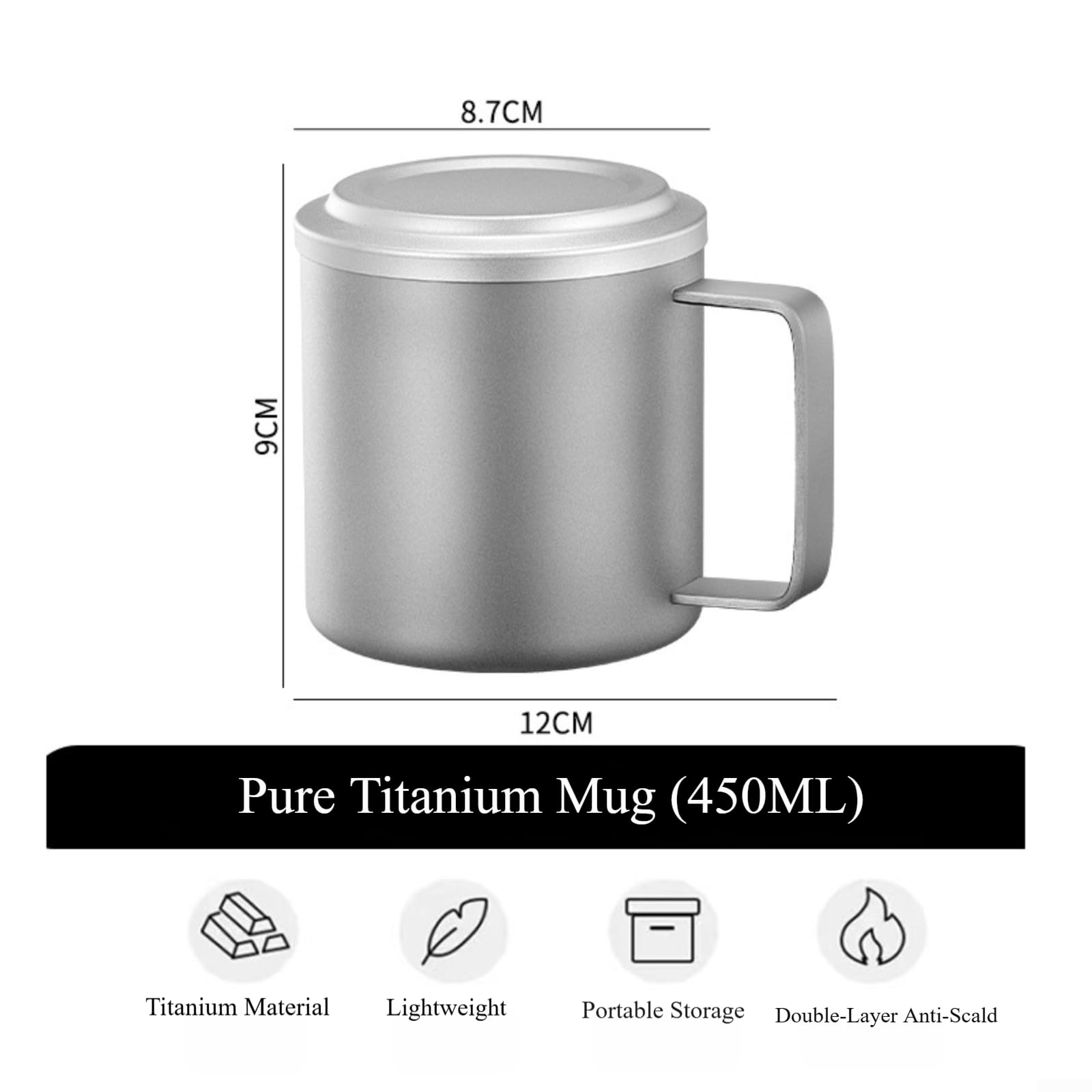 Mug in per titanio Doppia Parete Anti-Scottatura per Caffè Mug