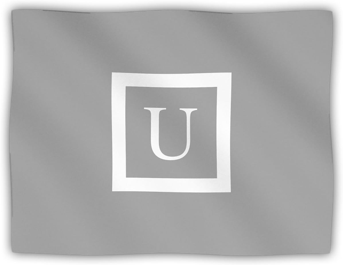 Kess Original Monogram Solid Grey Letter U Pet Dog Blanket, 60 by 50-Inch